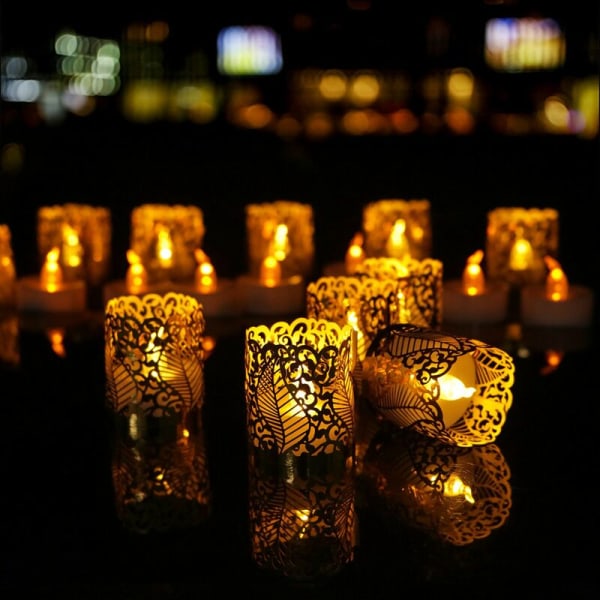 12 stk. Flammeløse LED-telalys - Batteridrevne telalys med flimrende flamme til romantiske bryllupsdekorationer