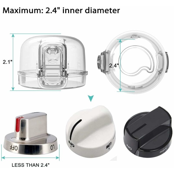 Spishällarlock för barnsäkerhet 5-pack Dubbelnyckeldesign och uppgraderad universell storlek Gasreglageöverdrag Klar sikt Barnsäkra ugnreglageöverdrag för K