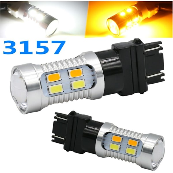 2X Tehokas 3157 LED DRL Valkoinen/Pysäköinti Vilkku 20-SMD-5730 Polttimot Kaksiväriset