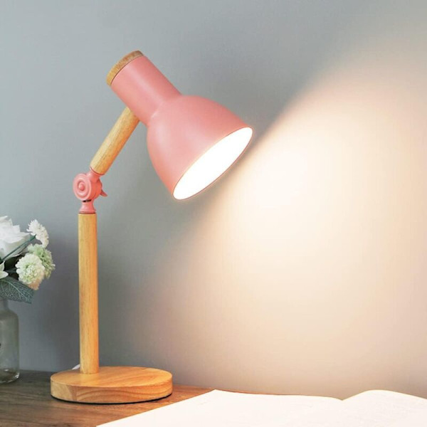 Nordisk moderne kreativ skrivebordslampe soverom nattlampe barnerom kontor øyevern leselampe justerbar skrivebordslampe E27 tre metall nattlys
