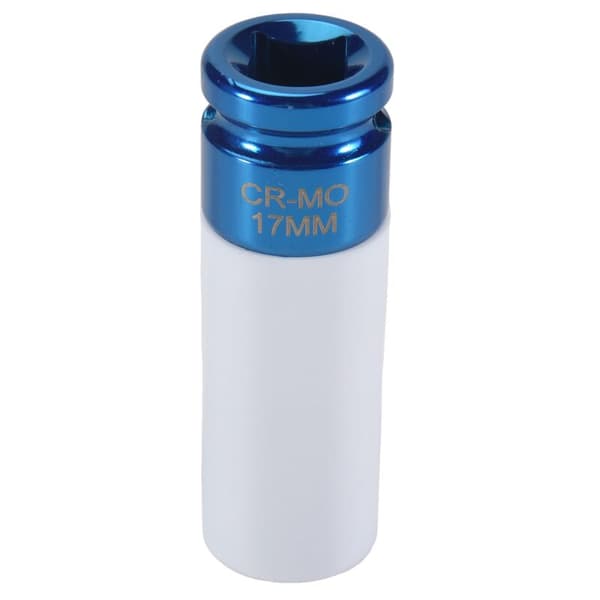 Alloy Wheel 1/2\" Drive 17mm Deep Wall Mounted Nut Pipe Blue