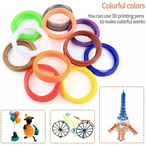 PLA 3D-pen filament, 20 farver, MYNT3D, DeWang, 3D-pen og 3D-printpen, 3m-Thsinde--