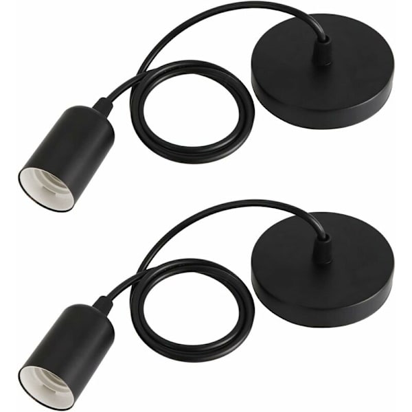 Sett med 2 metallhengelamper, justerbar kabel 100cm, E27 pendelbase, E27 pendeltilbehør, egnet for stue, soverom, kjøkkentak