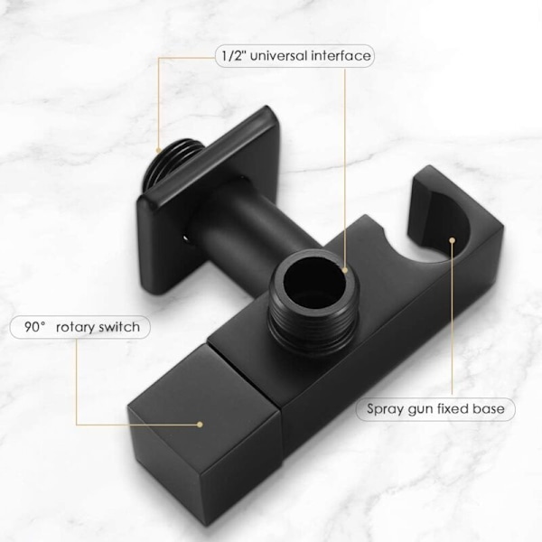 Bidetbruser Sort Multifunktionel Håndholdt Sprøjte Kobber Væghængt Bidet Toilet Slangeventilholder til Badeværelse Badeværelsesrengøring Tryk På Bidet