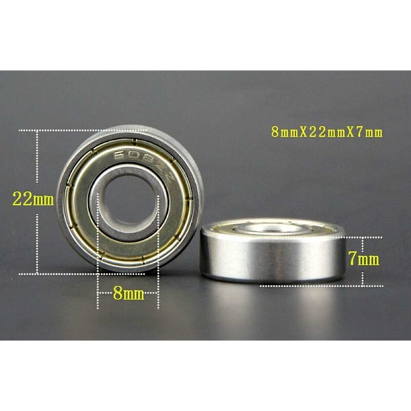 30 stk 608zz kulelager, dobbelt skjermet metall hurtiglager Kvalitetskulelager for ruller, skateboard, longboard, waveboard/8 X 22 X 7mm