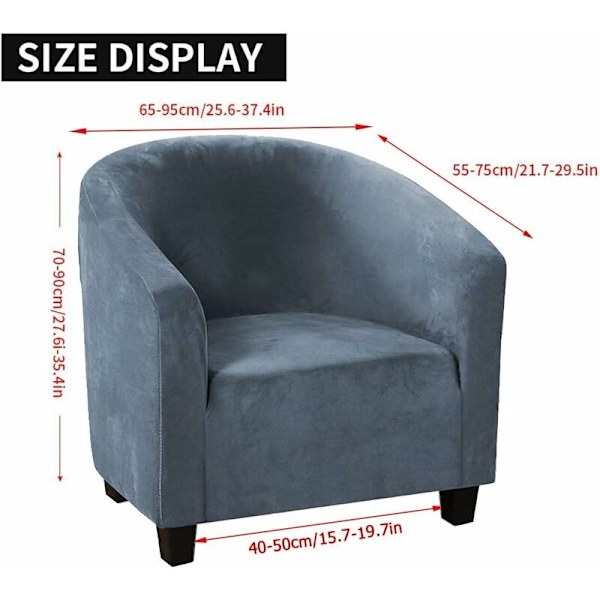 Clubstoltrekk, Stretch Velvet Tub Stoltrekk Myke Lenestol Sofa Trekk Møbelbeskytter (Grå, Blå, Velvet)-