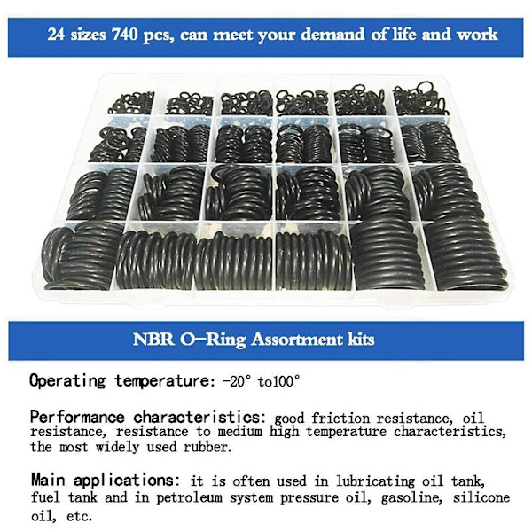 740 st NBR tätningsring set tjocklek 1,5 mm 2,4 mm 3,1 mm nitrilgummi NBR O-ring packningstätning