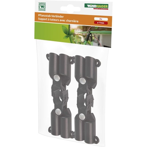 Sett med 4 koblinger for Tutors - Diameter: 11 mm - Svart - 07256-11mm