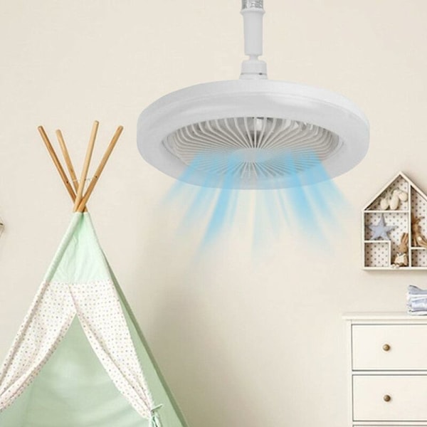 Takfläkt med belysning och fjärrkontroll  LED Takfläkt E27 Dimbar  30W Tyst Takfläktar med Inbyggd Rumstimer Väggfläkt-DENUOTOP