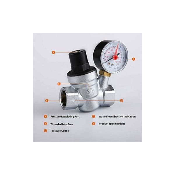 DN20 vandtryksreducer 3/4 tommer vandtryksregulator med manometer