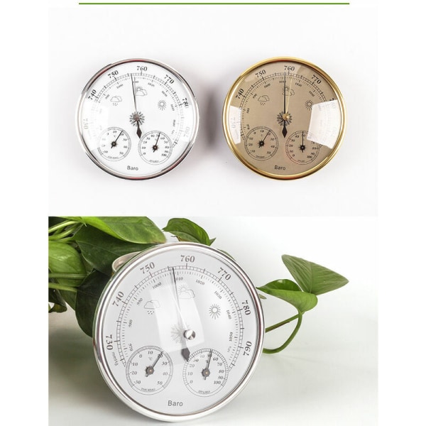 Väggtermometer Barometer Termometer Hygrometer Väggtermometer Deko Hängande Väderstation Guld