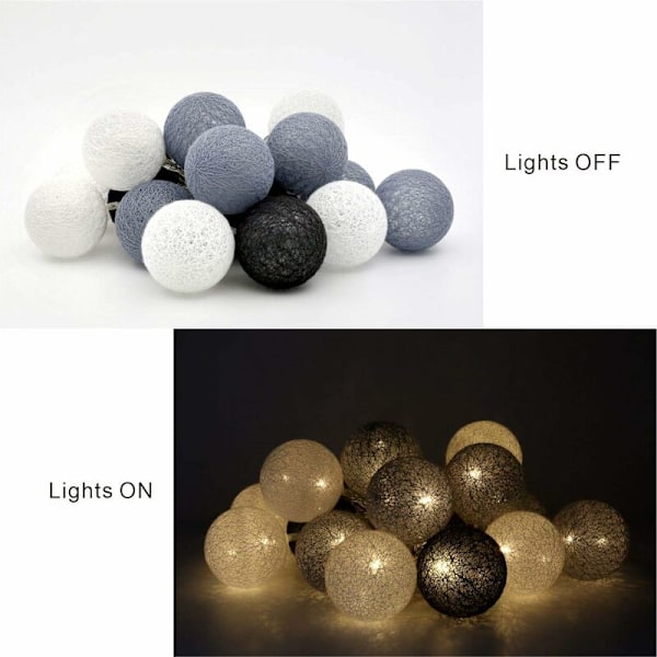 Ljusgirlang Vit LED Jul L - Stjärnljusgirlang - För Bröllop, Fest, Jul L Dekoration - 3.1 m - 20 Bomullsbollar (Tiffany, Batterier