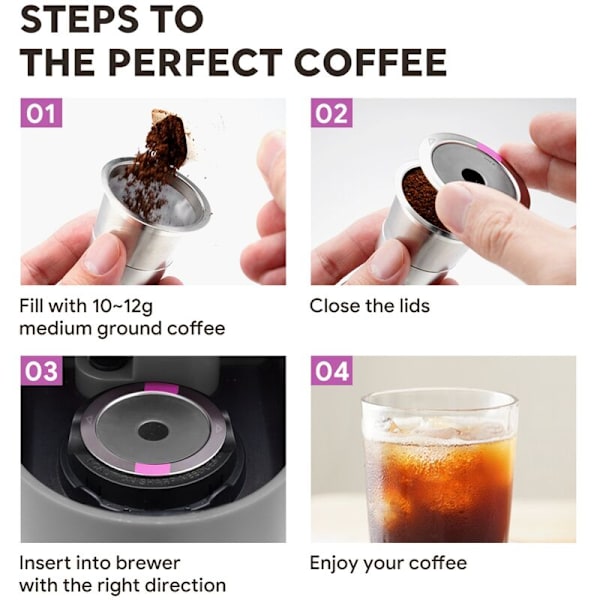 Genanvendelig kaffefilter i rustfrit stål med enkelt hul, egnet til K44 K55 K65 K10PLUS