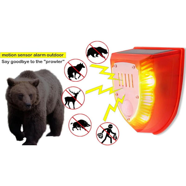 100 dB Solcellsdriven LED Säkerhetslarmlampa med Rörelsesensor Utomhus Ljudsiren Vattentät Blinkande Rött Ljus för Gård Lager (Paket med 1)