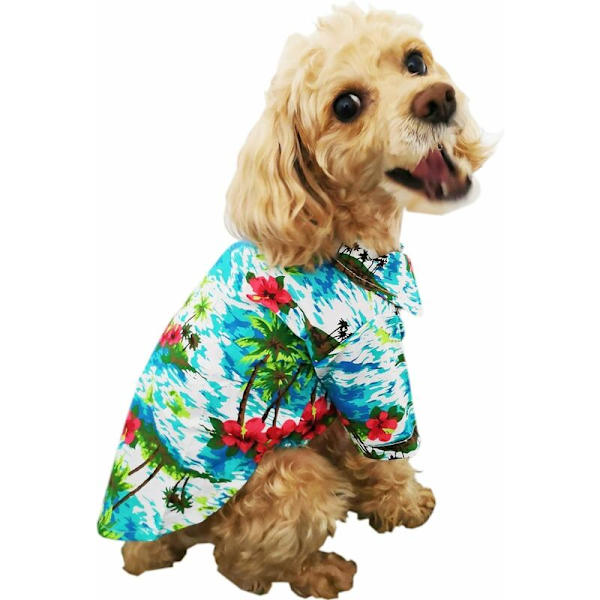 Hawaiian Dog Shirts（Blå M）-