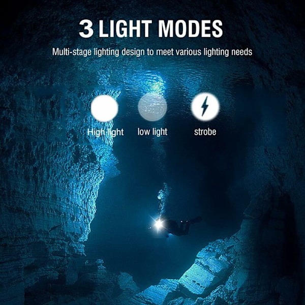 Superkirkas LED-sukellusotsalamppu, 10 000 lumenia, Ladattava Sukellusvalo, Turvallinen otsalamppu Sukellukseen, IPX8 Vedenkestävä, Korkea Kirkkaus LED