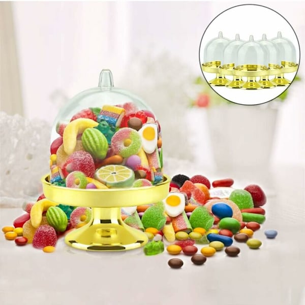 12 stk. Mini Kage Stativ, Cupcake Display Plade Slikholdere Plastik Slikboks til Chokolade, Ost, Kokos Makroner, Romkugler (Guld)