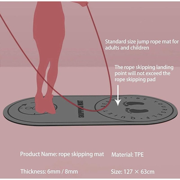 Liukumaton liikuntamatto - Paksu, hiljainen ja painettu joogamatto, vaaleanpunainen