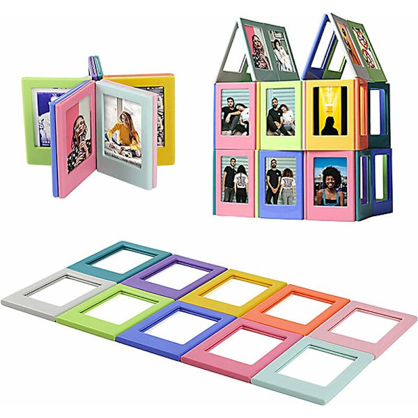 Magnetiske fotorammer, miniforammer, 10 stk. fargerike 3 tommers skiftbare kombinasjonskreative minipolaroid DIY-fotorammer-