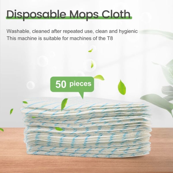 Ecovacs Deebot Ozmo T8 Aivi T8 MAX -pölynimurin kertakäyttöiset vahvat liinat, moppityynyjen varaosat, 50 kpl sarja