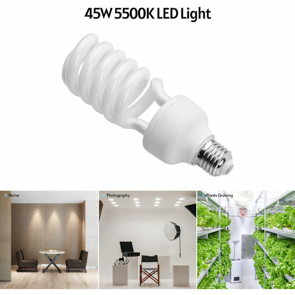 Anoer lysrör spiral 45W 5500K dagsljus E27 sockel energibesparande för studiovideobelysning, EU Ac220V