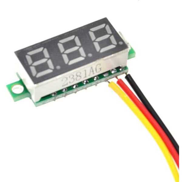 Mini DC Voltmeter 3-tråds display DC 0-100V spændingstester 10 stk. 0,28 tommer LED-panel 4 farver kombineret