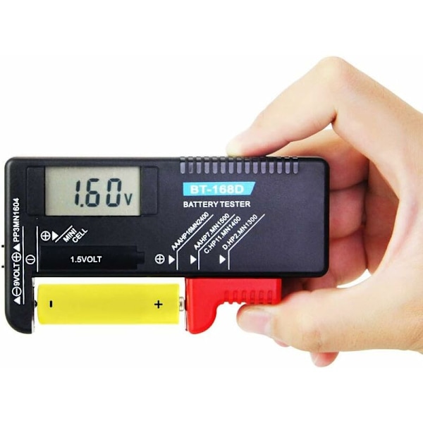Digital Batteritest Batterichecker Volt Checker Universal Batteritest Til AA, AAA, C, D, 9V, 1,5V, Ingen Behov For Strøm Fra Batteri