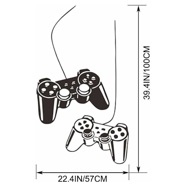 Speltillbehör - Väggdekaler för pojkens rum - \"Dual Gamepad\" - Väggdekoration för lekrum - 57 x 100 cm