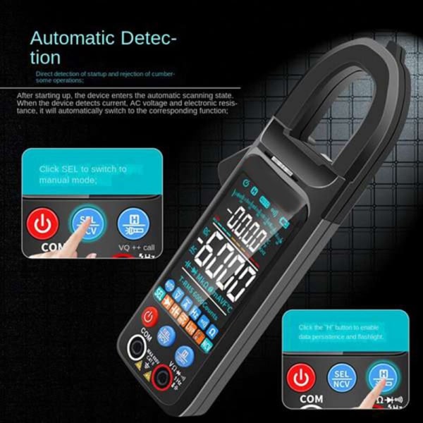 DC/AC spenningsklemmemeter Digital klemmemåler 6000 teller 400A multimeter Fargeskjerm Spenningstester FS8330Pro+