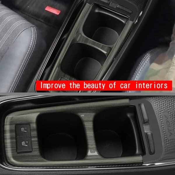 Til Aqua 2021 2022 Central Control Cup Frame Panel Glas Holder Cover Trim Interiør Tilbehør Træ Korn