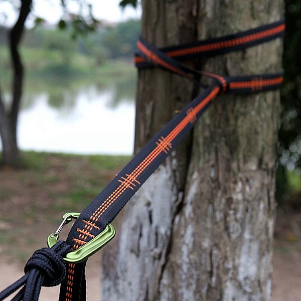 Utomhus Hängmatta Träband Hög Träband Rep Lastbärande Nylon Rem Klättring Platt Bälte Skydd Orange