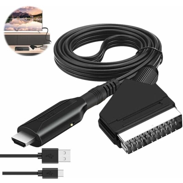 Scart till HDMI-ljud- och videoadapter för HDTV/DVD/Set Top Box/PS3/PAL/NTSC - Konverterare