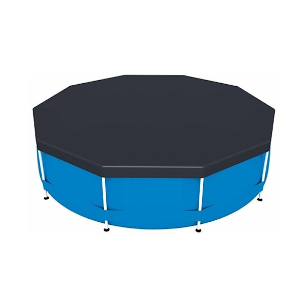 Skyddande poolöverdrag, 4 årstider för ovanjordisk pool, rund diameter 305 cm, svart med stödpinne