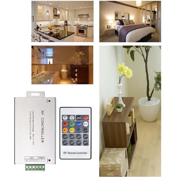 12-24V Lavtryk RF LED-controller 20 Nøgle Farverig RGB Lysbjælke Dimmer Controller