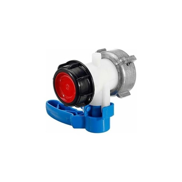 Udskiftning sommerfugleventil til IBC-tank op til 1000 L eller cisterne, med adapter til DN50 flange (75 mm, aluminium), Sunny