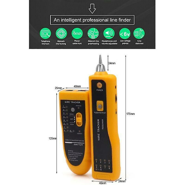 LAN-kabeltester Cat5 Cat6 RJ11 RJ45 UTP STP detektor linjelokator tracker telefon diagnose
