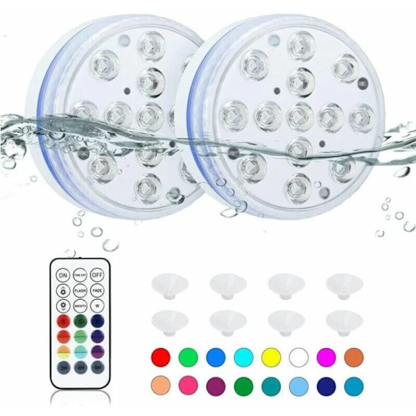 Vandtætte LED-lys til nedsænkning, vandtætte LED-pool-lys med fjernbetjening (RF), 16 farver, RGB LED-lys til akvarium, swimmingpool og festdekoration