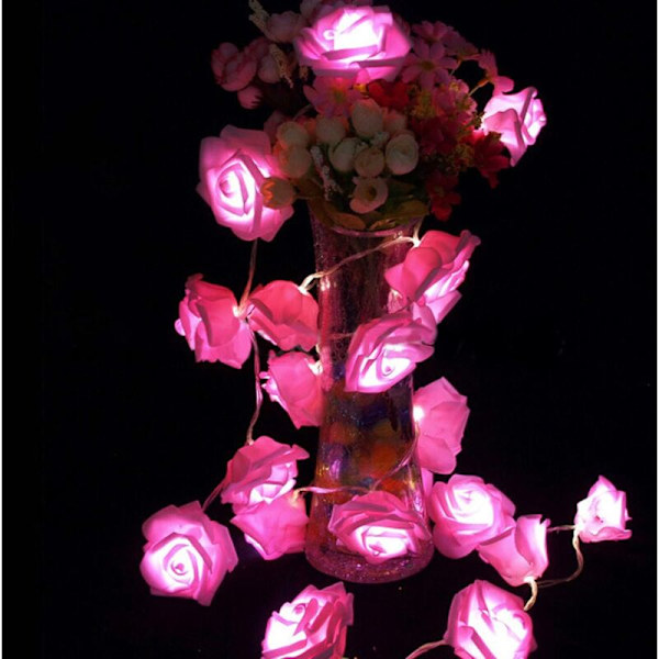 Luminous Rose 3m 20 LED Batteridriven Blomsterljusdekoration Romantisk Atmosfär för Inomhus Hemträdgård Sovrum Bröllop Fest Alla hjärtans dag