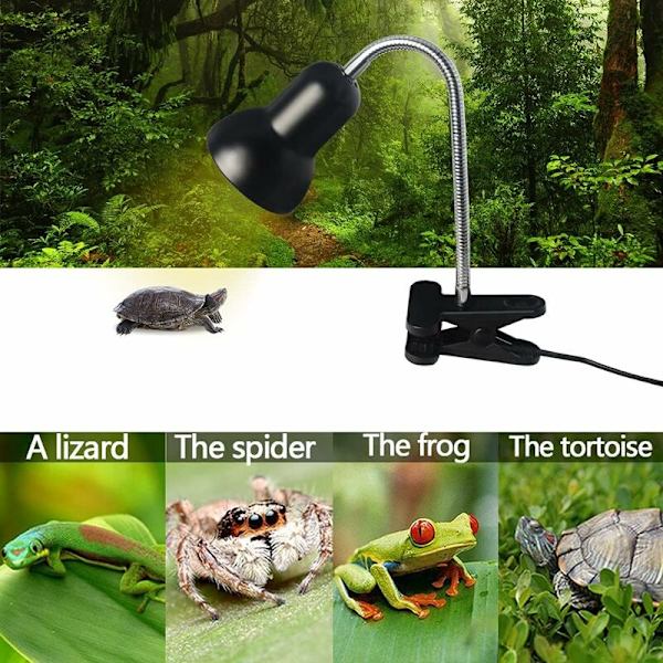 Reptillampe skildpaddelampe skildpadde varmelampe med timer 360° roterbar UVB-lys til skildpadder slanger etc.