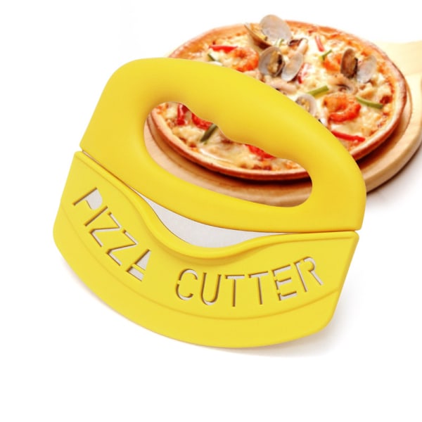 Premium pizzaskærer - madhakker - superskarp klinge i rustfrit stål pizzaskærer vippeskærer med beskyttelsesdæksel Multifunktionel pizzaskærer