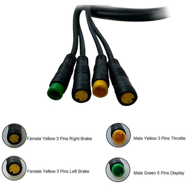1t4 Vanntett Kabelsett for BBS01 BBS02 Mid Motor Display Bremsespaken Tommelgasskobling