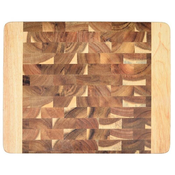 Skärbräda i trä med handtag Massiv skärbräda Serveringsbricka Köksbricka Geometrisk skärbräda