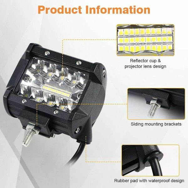 2 stk 60W Spotlight LED Arbeidslys Tåkelys