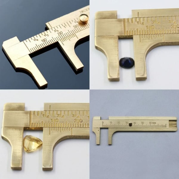 Vernier Caliper, Mini Caliper, Messing Vernier Caliper, Dobbelt Skala Vernier Caliper, til Præcision Udvendige Målinger, 80mm