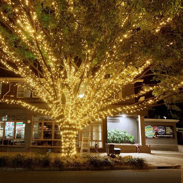 Solcellsdrivna ljusslingor, 12m 120 LED Vattentäta Utomhus Solcellsdrivna Ljusslingor 8 Lägen Dekorationsbelysning för Trädgård, Patio, Gräsmatta, Hem, Jul, W