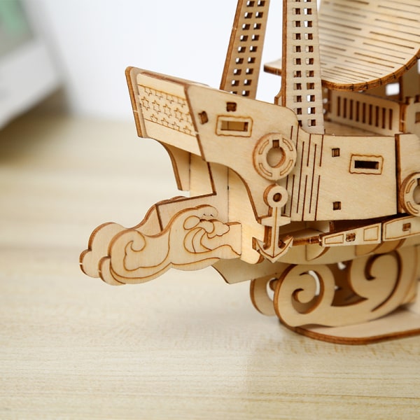 DIY håndlavet træ hav sejlskib model 3D tre-dimensionel puslespil gave børns legetøj desktop display