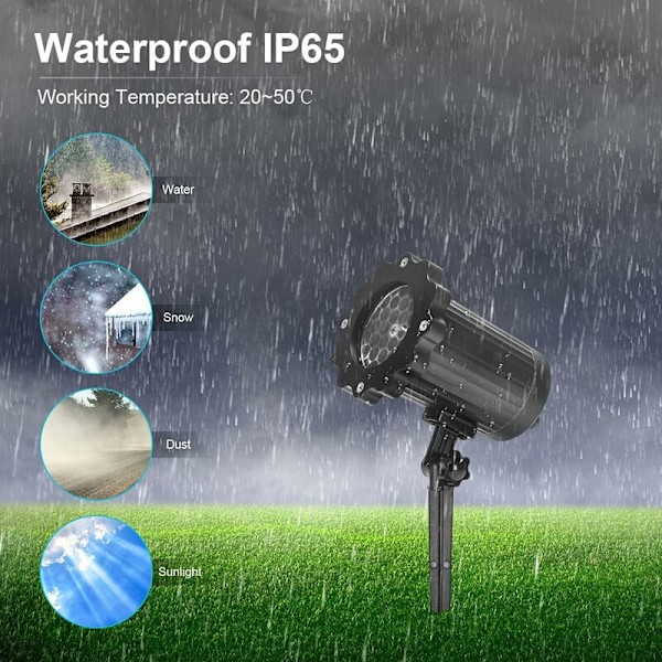 LED-projektor Jullampa Snöfall Ljus med Fjärrkontroll IP65 Vattentät Utomhus och Inomhus Juldekoration Snöflinga LED Julprojektor