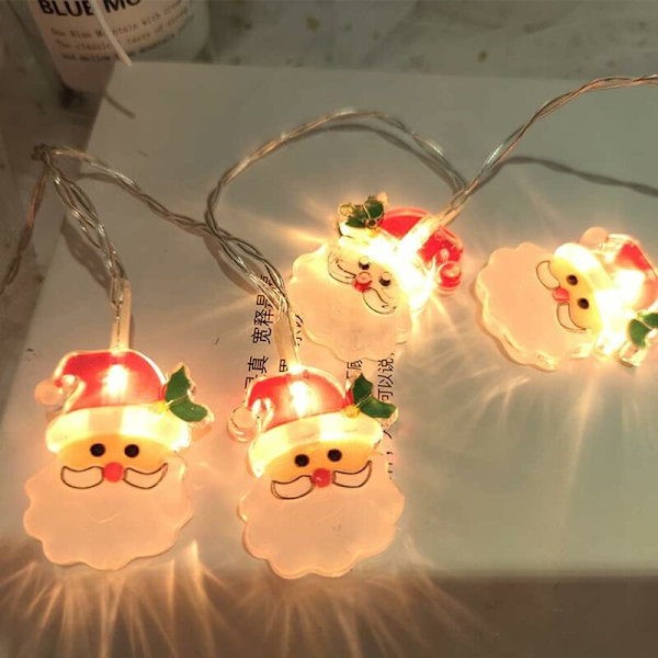 1,5 m 10 LED Julsträngljus Tomte Julsträngljus, Batteridriven Snögubbe LED-lampa för Julparty Dekoration (Batterier Ingår Inte)