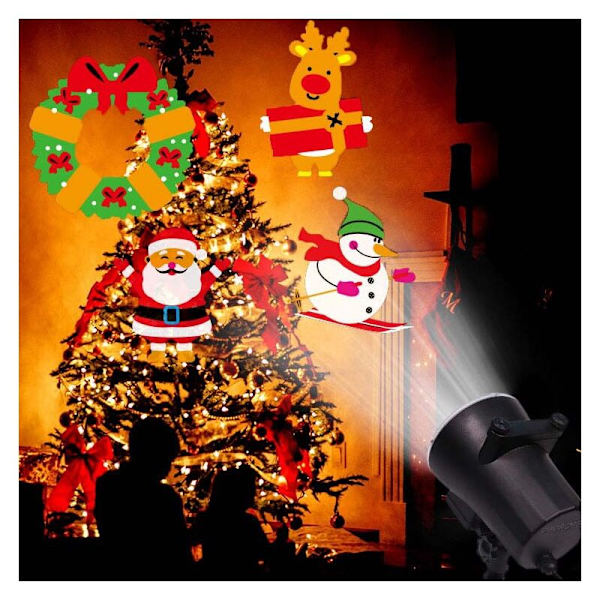 Høydepunkt 12 Kort Projeksjonslampe, LED Snøfnugg Lampe, Mini Fargerik Juledekorasjon Hagelampe (US Standard)