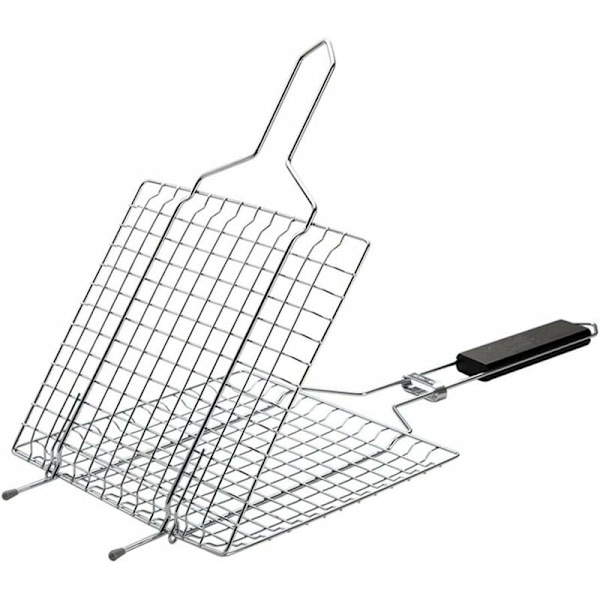Grillkurv til håndtering af fisk, grillspatel, generøs kogeflade til grøntsager, fisk, kød (23 x 21,5 cm) - Fei Yu